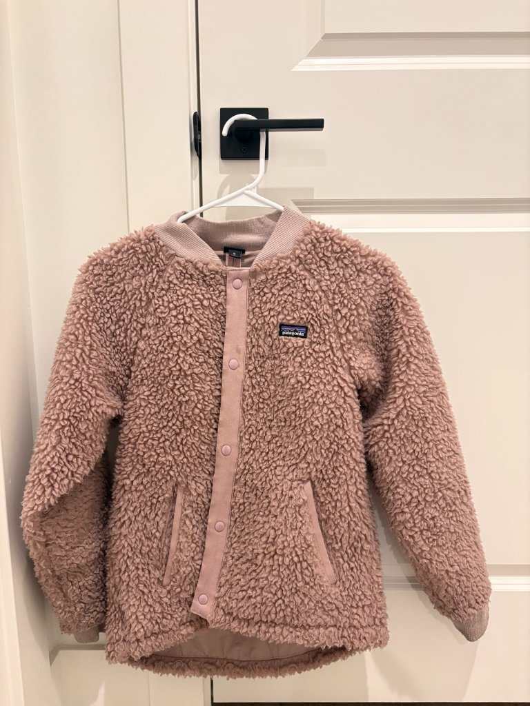 Patagonia Girls Teddy Fleece Snap Front Jacket Pink Xl